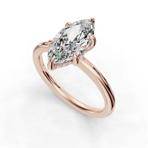 18K Rose Gold Marquise Engagement Ring Setting SVS Fine Jewelry Oceanside, NY