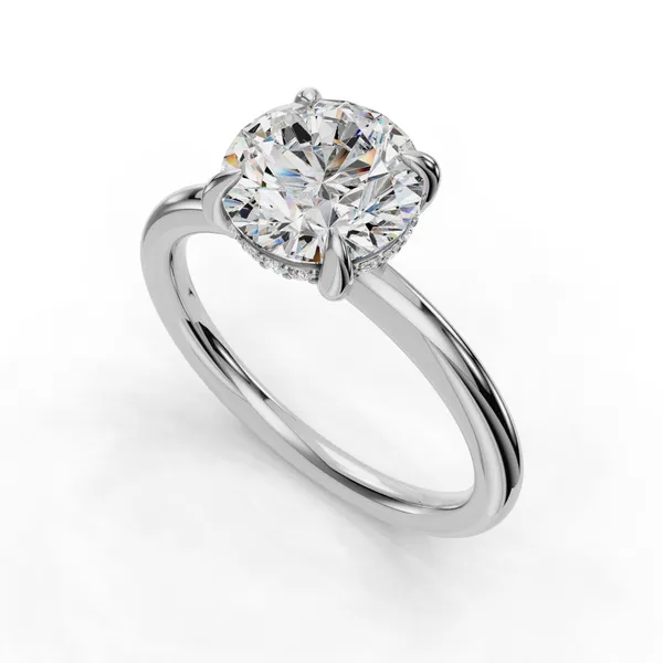 18K White Gold Round Engagement Ring Setting SVS Fine Jewelry Oceanside, NY