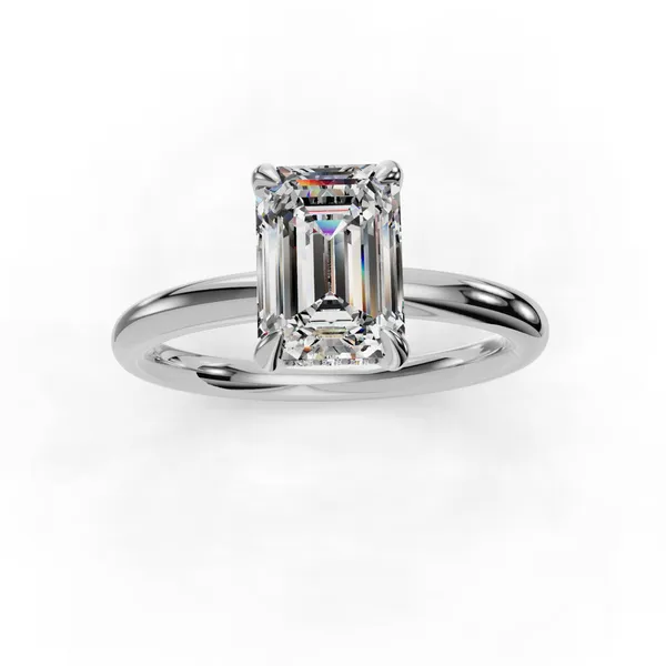 18K White Gold Emerald Engagement Ring Setting Image 4 SVS Fine Jewelry Oceanside, NY