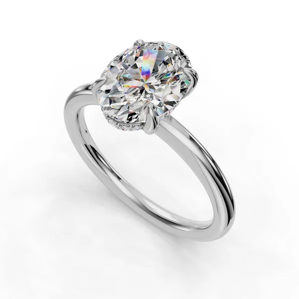 18K White Gold Oval Engagement Ring Setting SVS Fine Jewelry Oceanside, NY