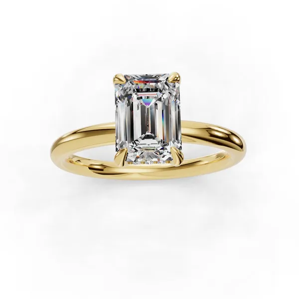 18K Yellow Gold Emerald Engagement Ring Setting Image 4 SVS Fine Jewelry Oceanside, NY