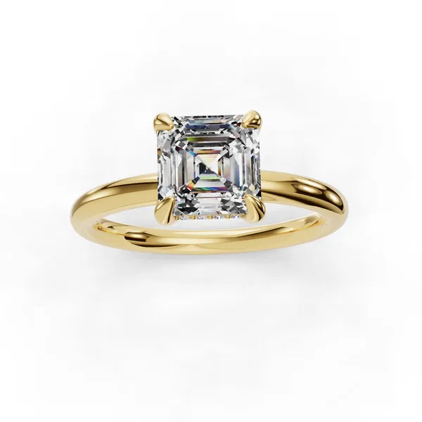 18K Yellow Gold Asscher Engagement Ring Setting Image 4 SVS Fine Jewelry Oceanside, NY
