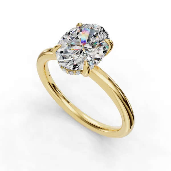 18K Yellow Gold Oval Engagement Ring Setting SVS Fine Jewelry Oceanside, NY