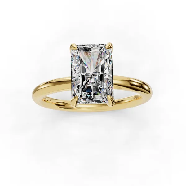 18K Yellow Gold Radiant Engagement Ring Setting Image 4 SVS Fine Jewelry Oceanside, NY