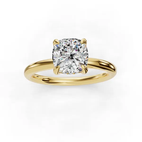 18K Yellow Gold Cushion Engagement Ring Setting Image 4 SVS Fine Jewelry Oceanside, NY