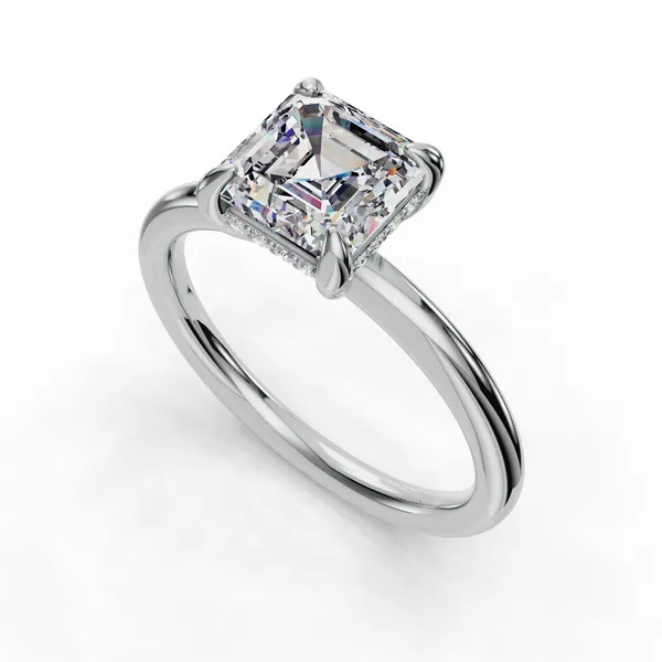 Platinum Asscher Engagement Ring Setting SVS Fine Jewelry Oceanside, NY