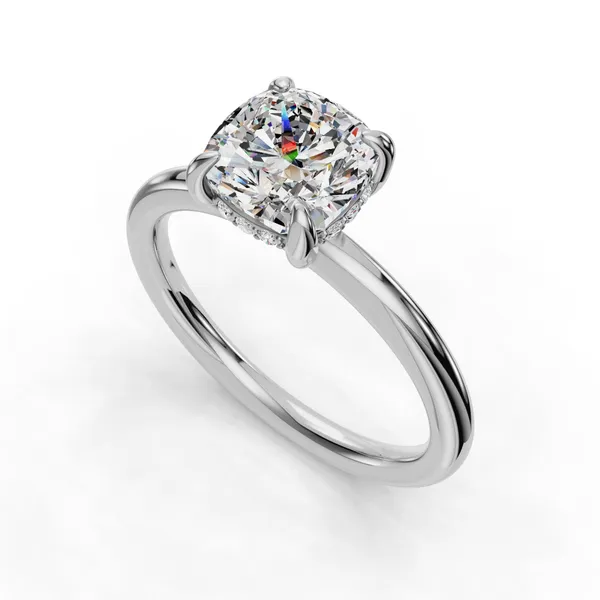 Platinum Cushion Engagement Ring Setting SVS Fine Jewelry Oceanside, NY