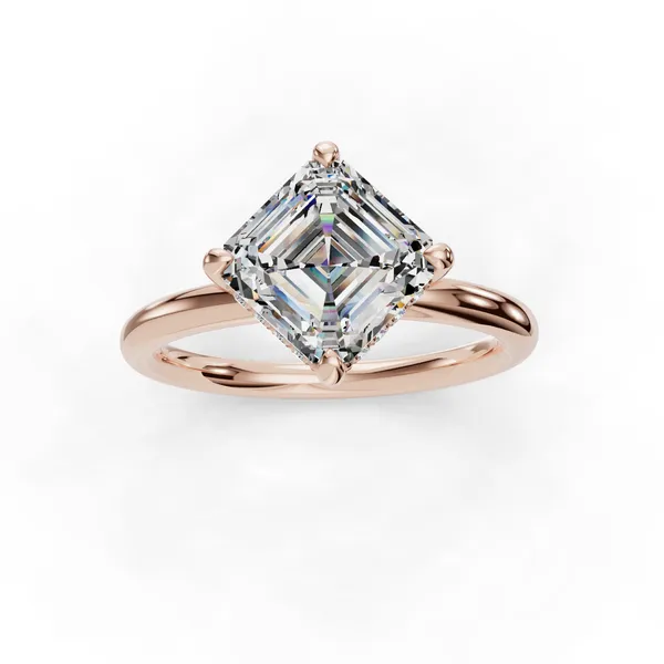 14K Rose Gold Asscher Engagement Ring Setting Image 4 SVS Fine Jewelry Oceanside, NY