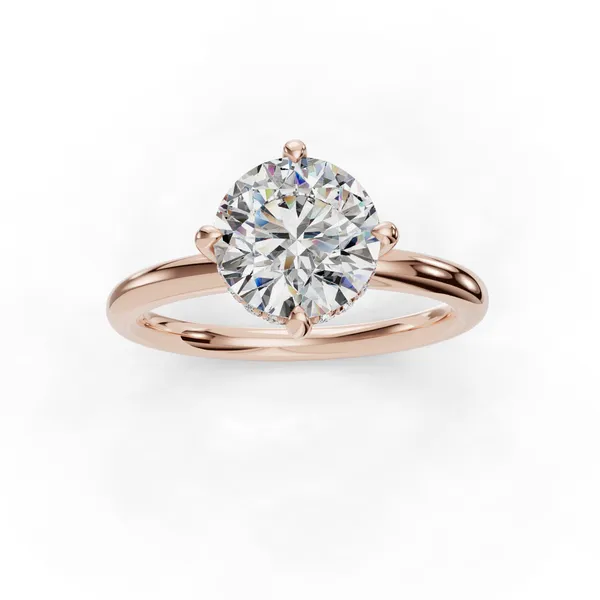 14K Rose Gold Round Engagement Ring Setting Image 4 SVS Fine Jewelry Oceanside, NY