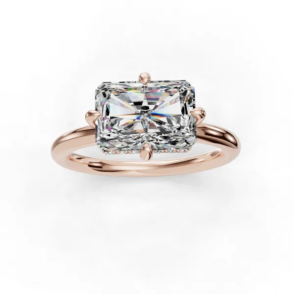 14K Rose Gold Radiant Engagement Ring Setting Image 4 SVS Fine Jewelry Oceanside, NY