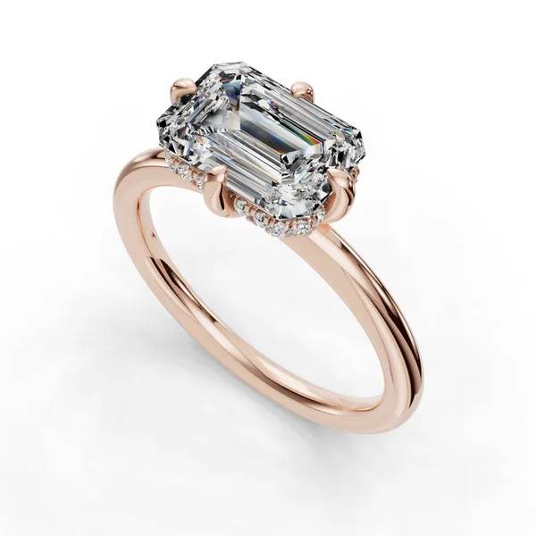 14K Rose Gold Emerald Engagement Ring Setting SVS Fine Jewelry Oceanside, NY