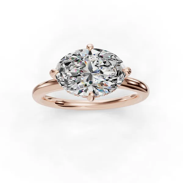 14K Rose Gold Oval Engagement Ring Setting Image 4 SVS Fine Jewelry Oceanside, NY