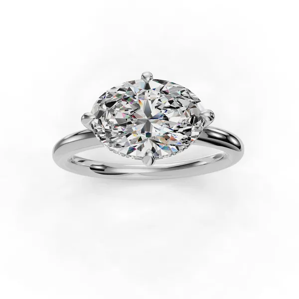 14K White Gold Oval Engagement Ring Setting Image 4 SVS Fine Jewelry Oceanside, NY