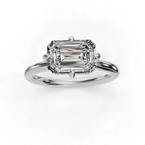 14K White Gold Emerald Engagement Ring Setting Image 4 SVS Fine Jewelry Oceanside, NY