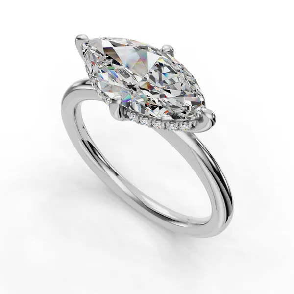 14K White Gold Marquise Engagement Ring Setting SVS Fine Jewelry Oceanside, NY