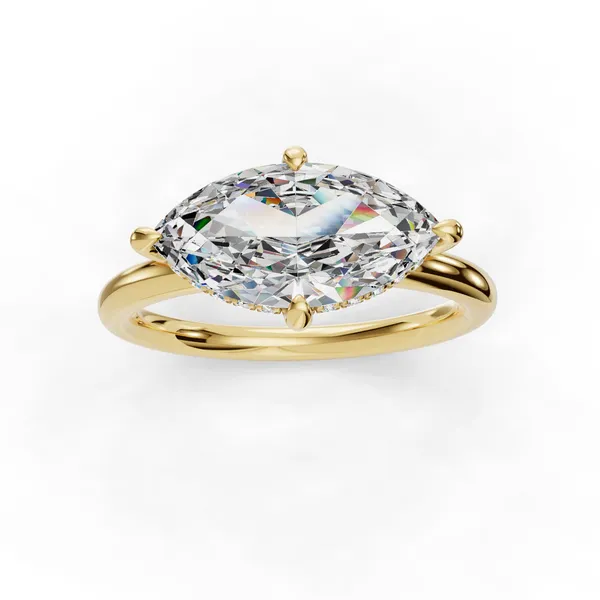 14K Yellow Gold Marquise Engagement Ring Setting Image 4 SVS Fine Jewelry Oceanside, NY