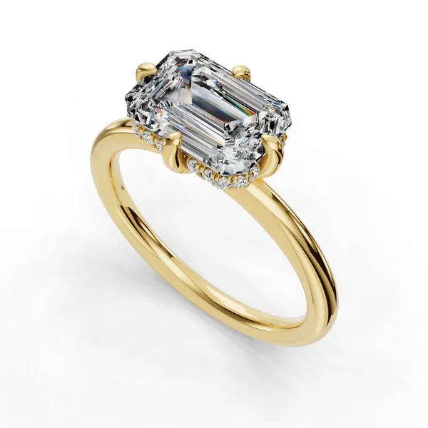 14K Yellow Gold Emerald Engagement Ring Setting SVS Fine Jewelry Oceanside, NY