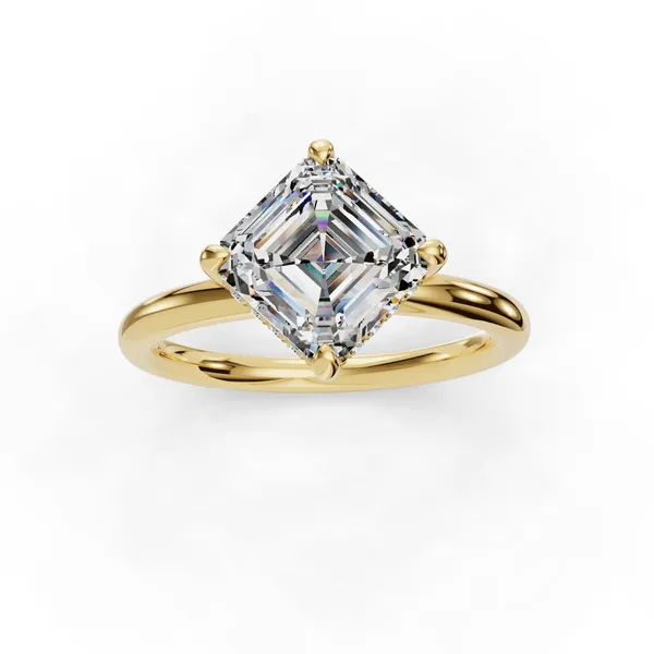 14K Yellow Gold Asscher Engagement Ring Setting Image 4 SVS Fine Jewelry Oceanside, NY