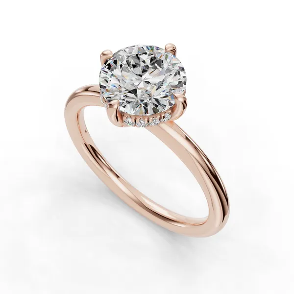 18K Rose Gold Round Engagement Ring Setting SVS Fine Jewelry Oceanside, NY