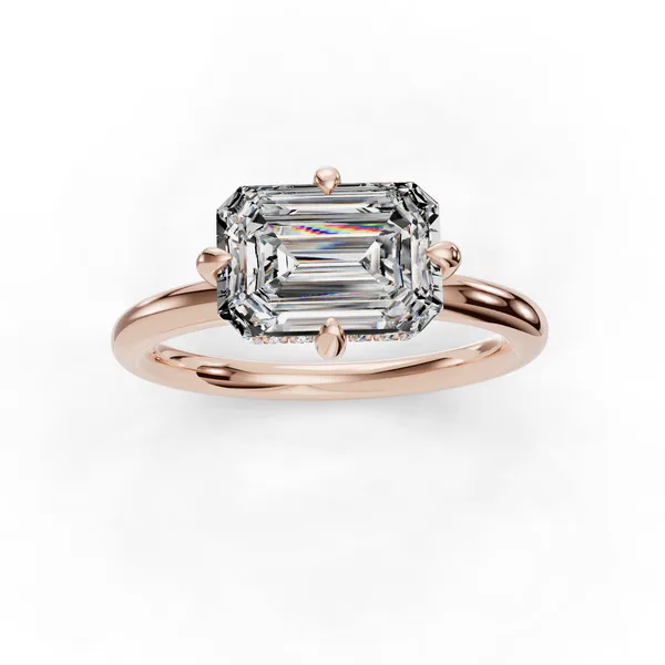 18K Rose Gold Emerald Engagement Ring Setting Image 4 SVS Fine Jewelry Oceanside, NY