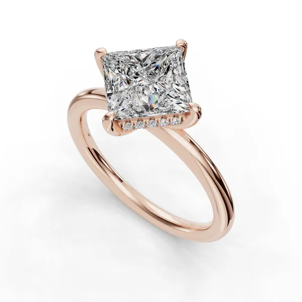 18K Rose Gold Princess Engagement Ring Setting SVS Fine Jewelry Oceanside, NY