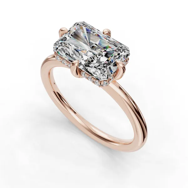 18K Rose Gold Radiant Engagement Ring Setting SVS Fine Jewelry Oceanside, NY
