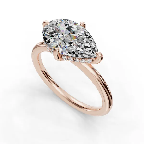 18K Rose Gold Pear Engagement Ring Setting SVS Fine Jewelry Oceanside, NY