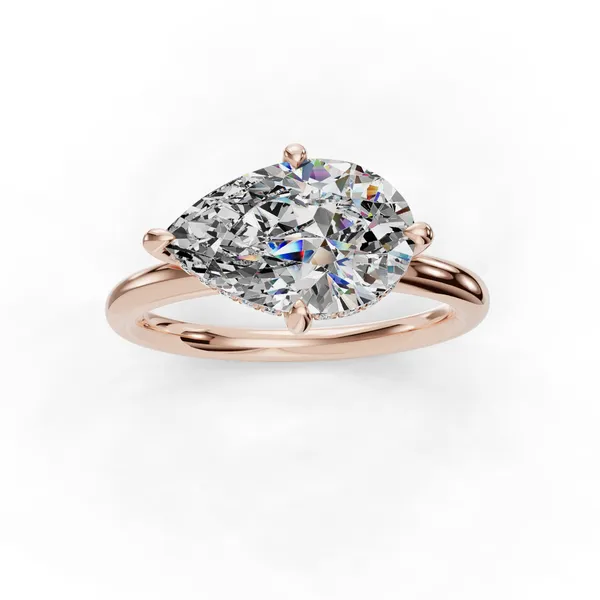 18K Rose Gold Pear Engagement Ring Setting Image 4 SVS Fine Jewelry Oceanside, NY