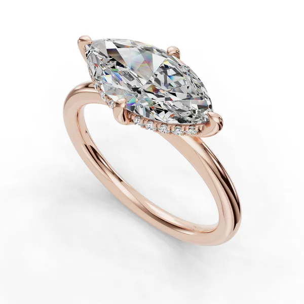 18K Rose Gold Marquise Engagement Ring Setting SVS Fine Jewelry Oceanside, NY