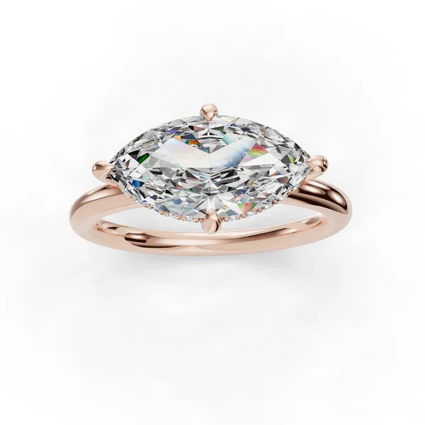 18K Rose Gold Marquise Engagement Ring Setting Image 4 SVS Fine Jewelry Oceanside, NY