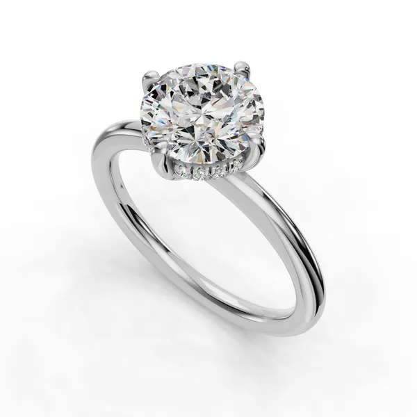 18K White Gold Round Engagement Ring Setting SVS Fine Jewelry Oceanside, NY