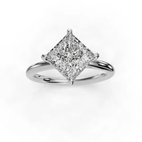 18K White Gold Princess Engagement Ring Setting Image 4 SVS Fine Jewelry Oceanside, NY