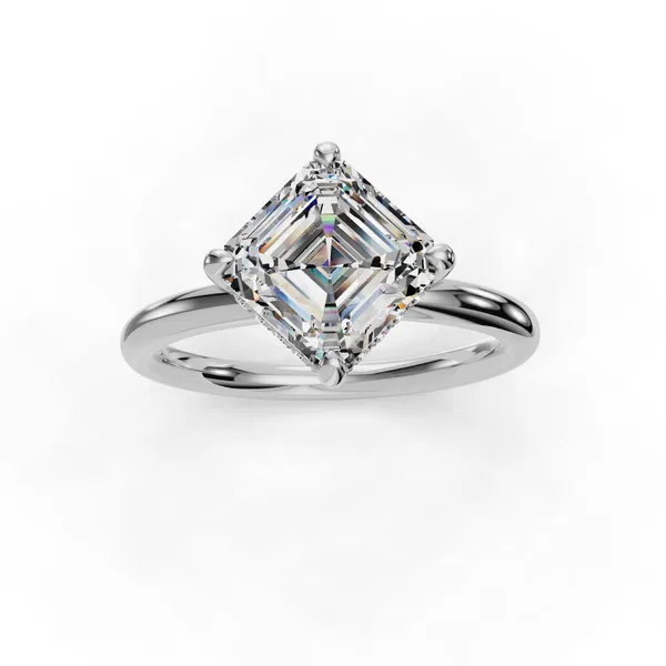 18K White Gold Asscher Engagement Ring Setting Image 4 SVS Fine Jewelry Oceanside, NY