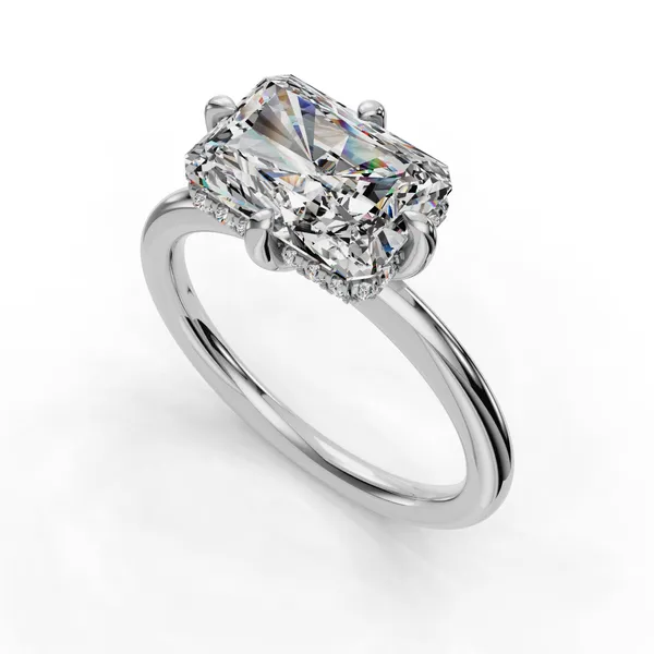 18K White Gold Radiant Engagement Ring Setting SVS Fine Jewelry Oceanside, NY