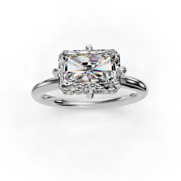 18K White Gold Radiant Engagement Ring Setting Image 4 SVS Fine Jewelry Oceanside, NY