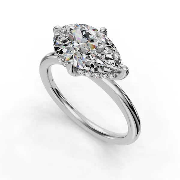 18K White Gold Pear Engagement Ring Setting SVS Fine Jewelry Oceanside, NY