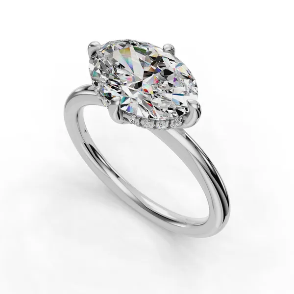 18K White Gold Oval Engagement Ring Setting SVS Fine Jewelry Oceanside, NY