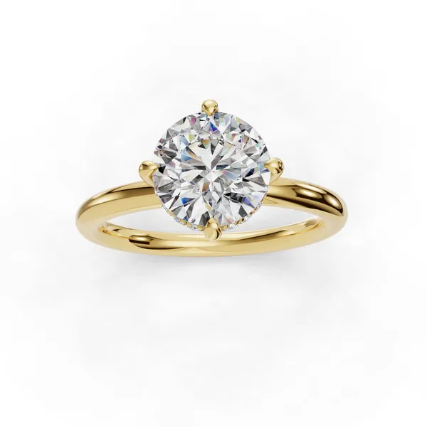 18K Yellow Gold Round Engagement Ring Setting Image 4 SVS Fine Jewelry Oceanside, NY