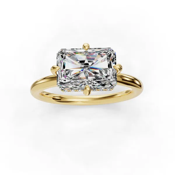 18K Yellow Gold Radiant Engagement Ring Setting Image 4 SVS Fine Jewelry Oceanside, NY