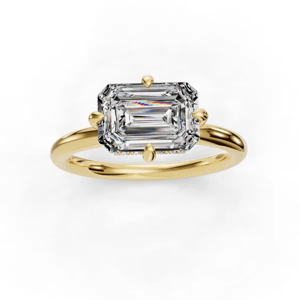 18K Yellow Gold Emerald Engagement Ring Setting Image 4 SVS Fine Jewelry Oceanside, NY