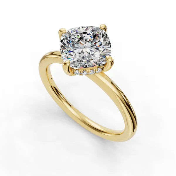 18K Yellow Gold Cushion Engagement Ring Setting SVS Fine Jewelry Oceanside, NY