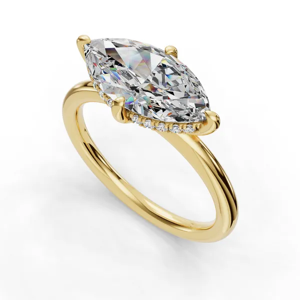 18K Yellow Gold Marquise Engagement Ring Setting SVS Fine Jewelry Oceanside, NY