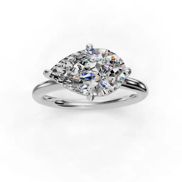 Platinum Pear Engagement Ring Setting Image 4 SVS Fine Jewelry Oceanside, NY