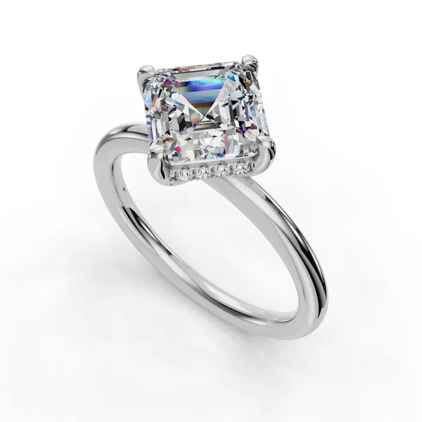 Platinum Asscher Engagement Ring Setting SVS Fine Jewelry Oceanside, NY