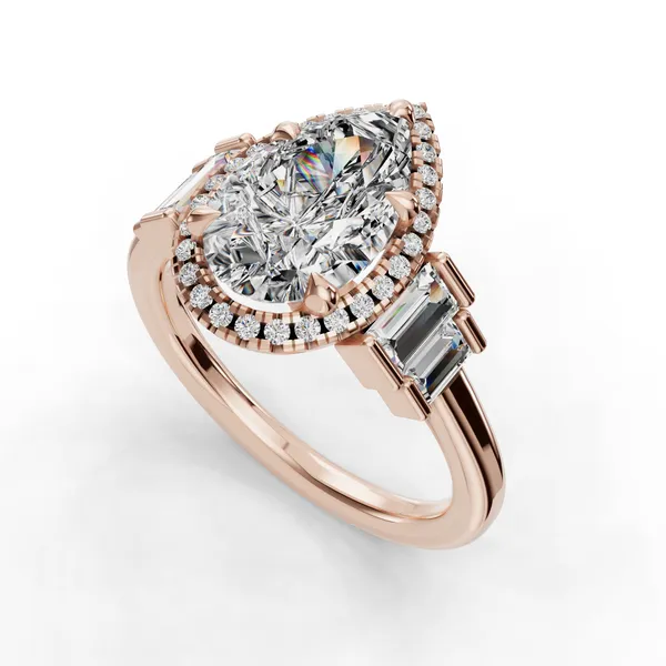 14K Rose Gold Pear Engagement Ring Setting SVS Fine Jewelry Oceanside, NY