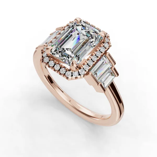 14K Rose Gold Emerald Engagement Ring Setting SVS Fine Jewelry Oceanside, NY