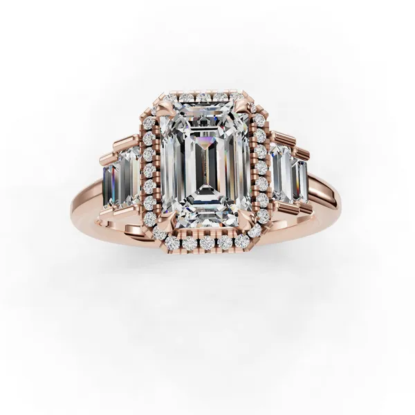 14K Rose Gold Emerald Engagement Ring Setting Image 4 SVS Fine Jewelry Oceanside, NY