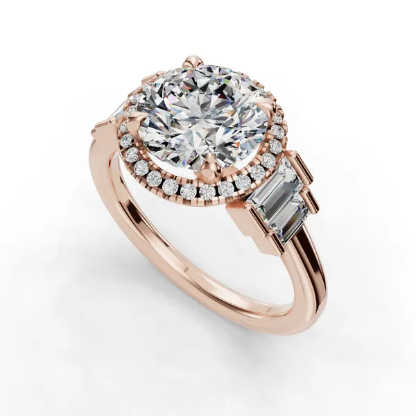 14K Rose Gold Round Engagement Ring Setting SVS Fine Jewelry Oceanside, NY