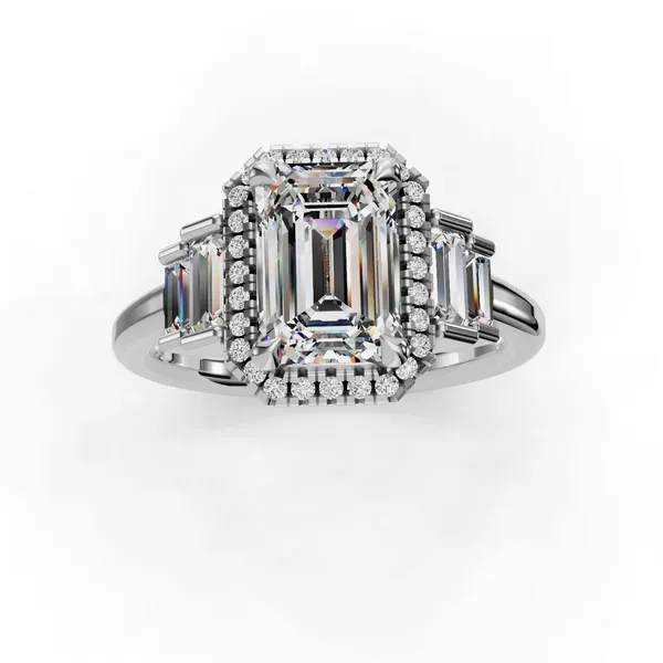 14K White Gold Emerald Engagement Ring Setting Image 4 SVS Fine Jewelry Oceanside, NY