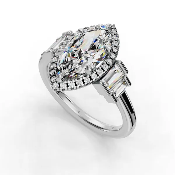 14K White Gold Marquise Engagement Ring Setting SVS Fine Jewelry Oceanside, NY